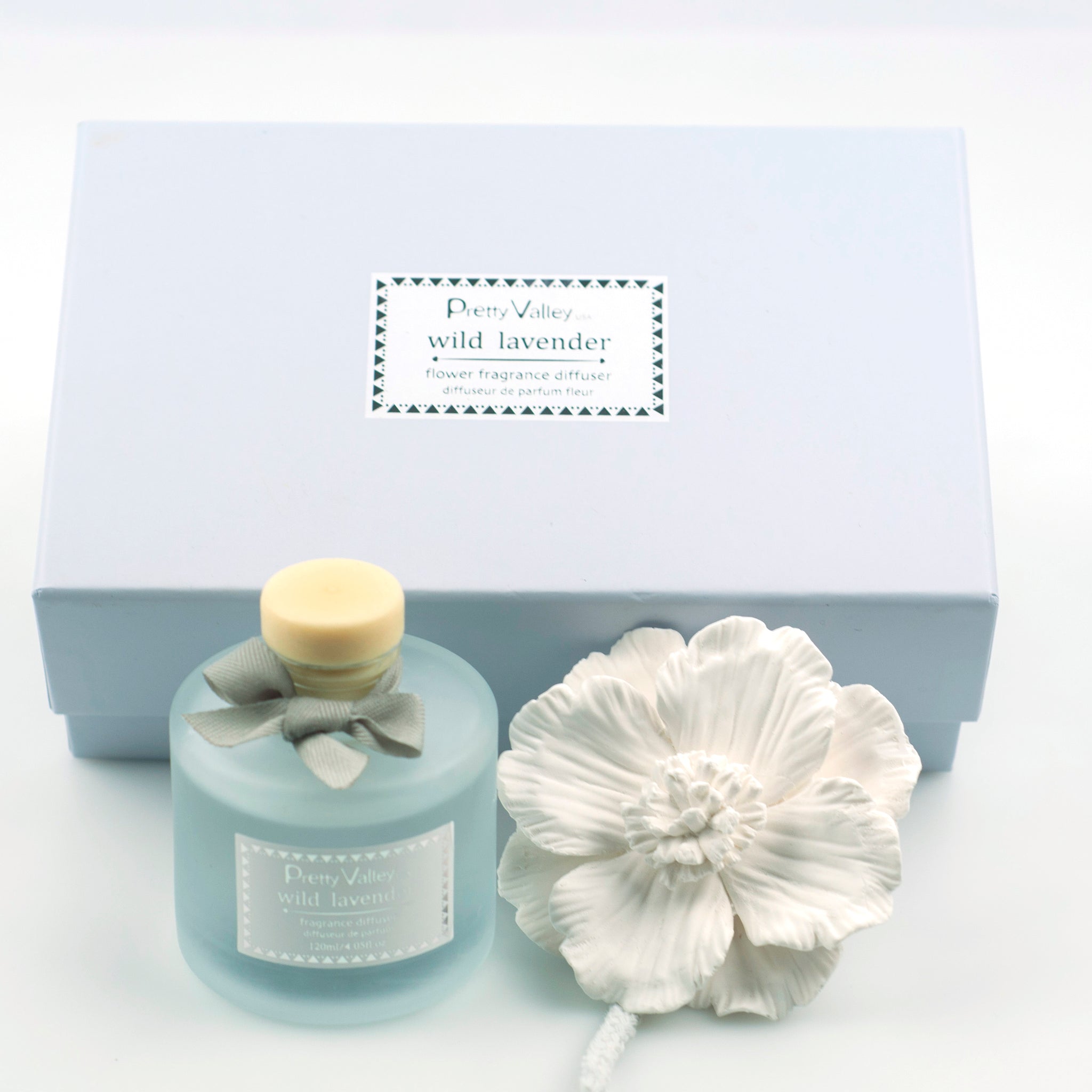 Lavender Ceramic Flower Diffuser Set Pretty Valley Home